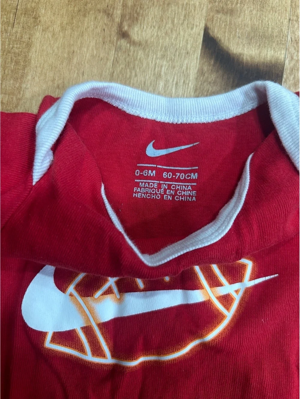 Nike Baby Red Football Graphic bodysuit 0-6M